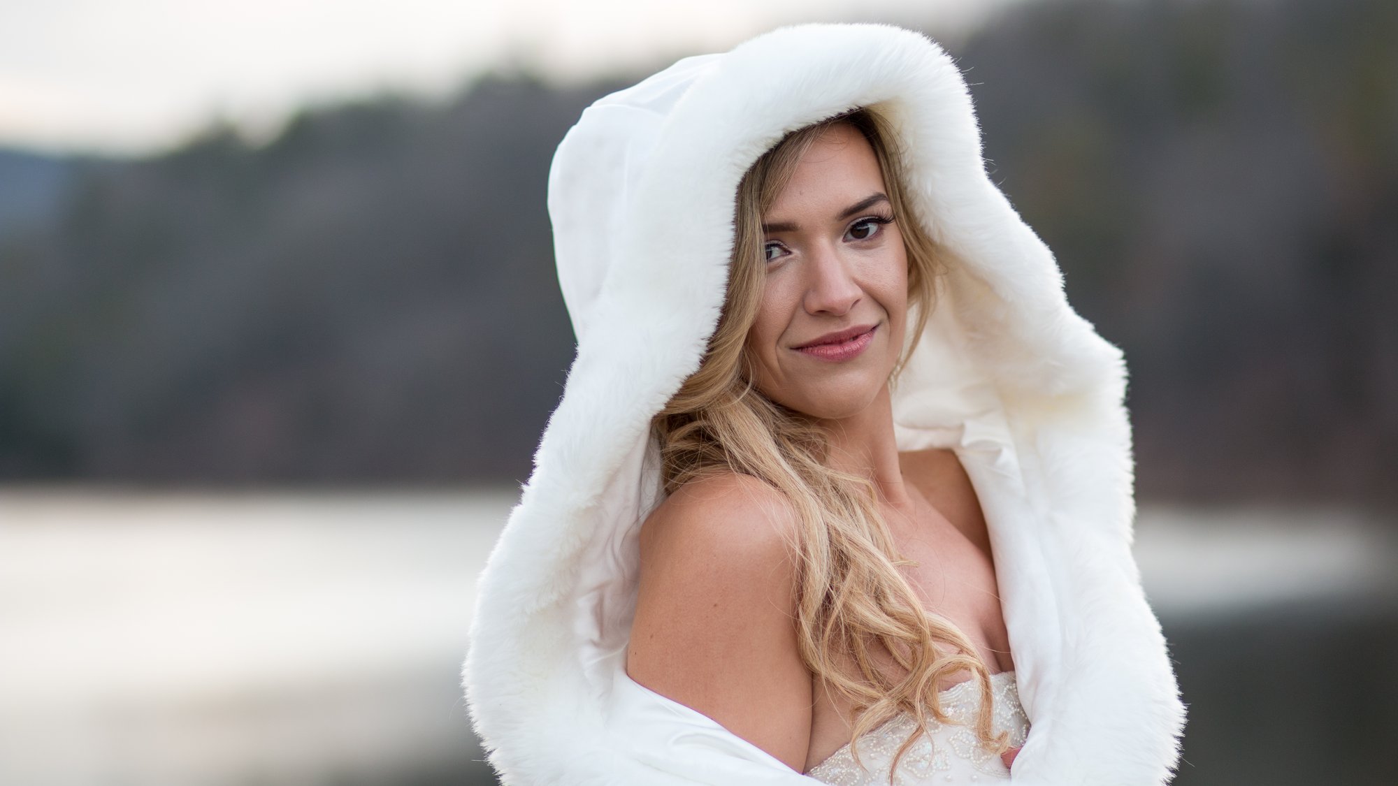 outdoor winter at a mountain lake