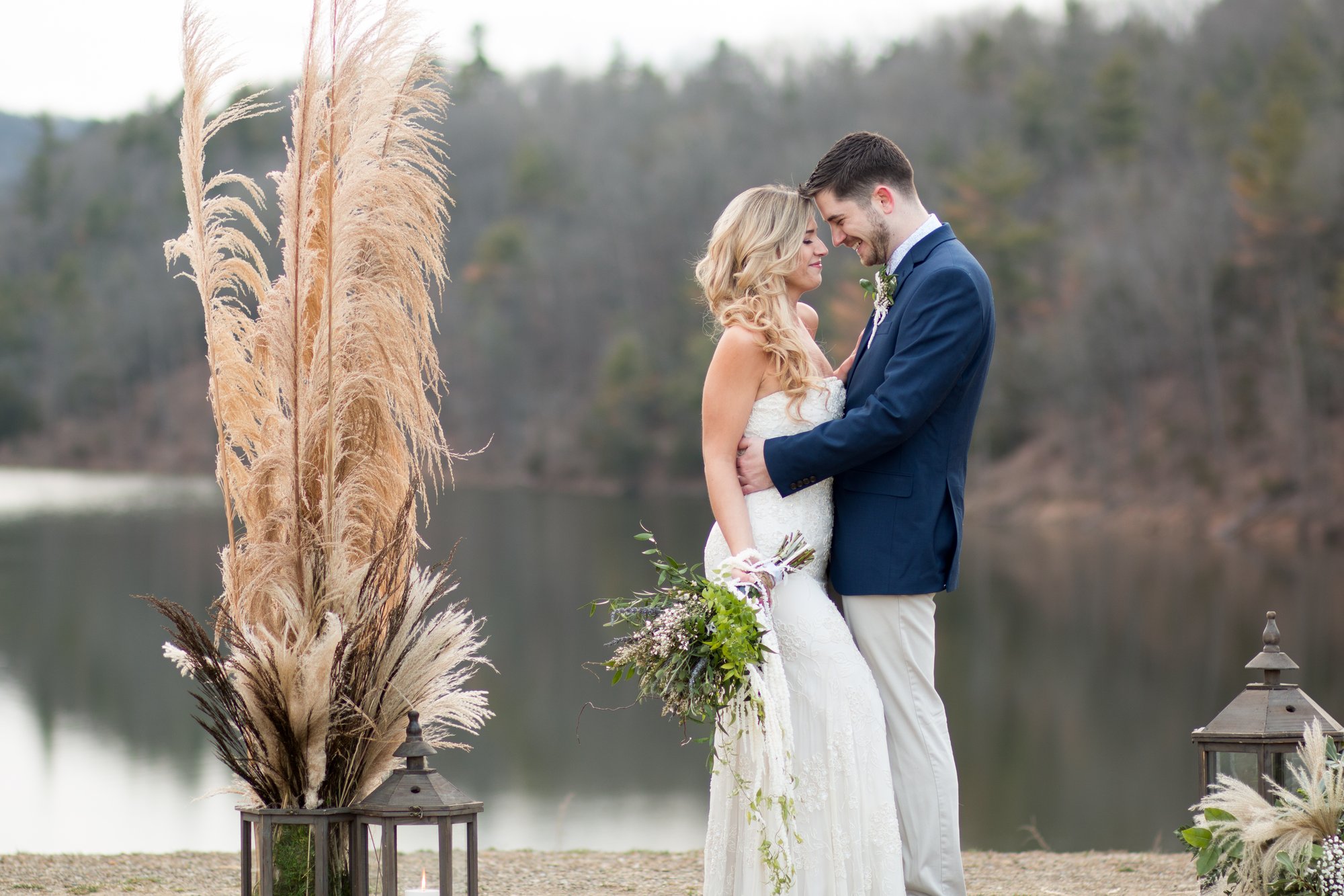 Mountain lake boho couple