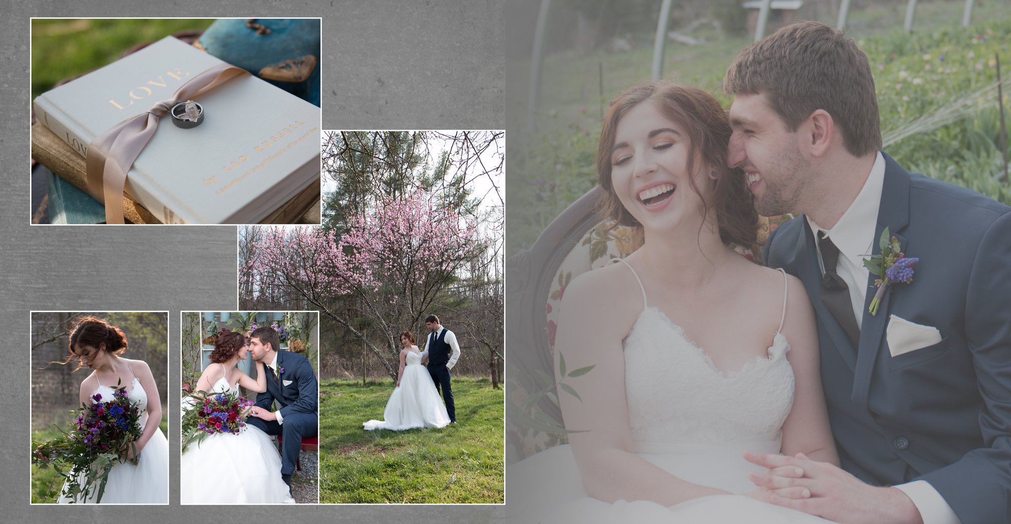 Collage of flower farm wedding photos