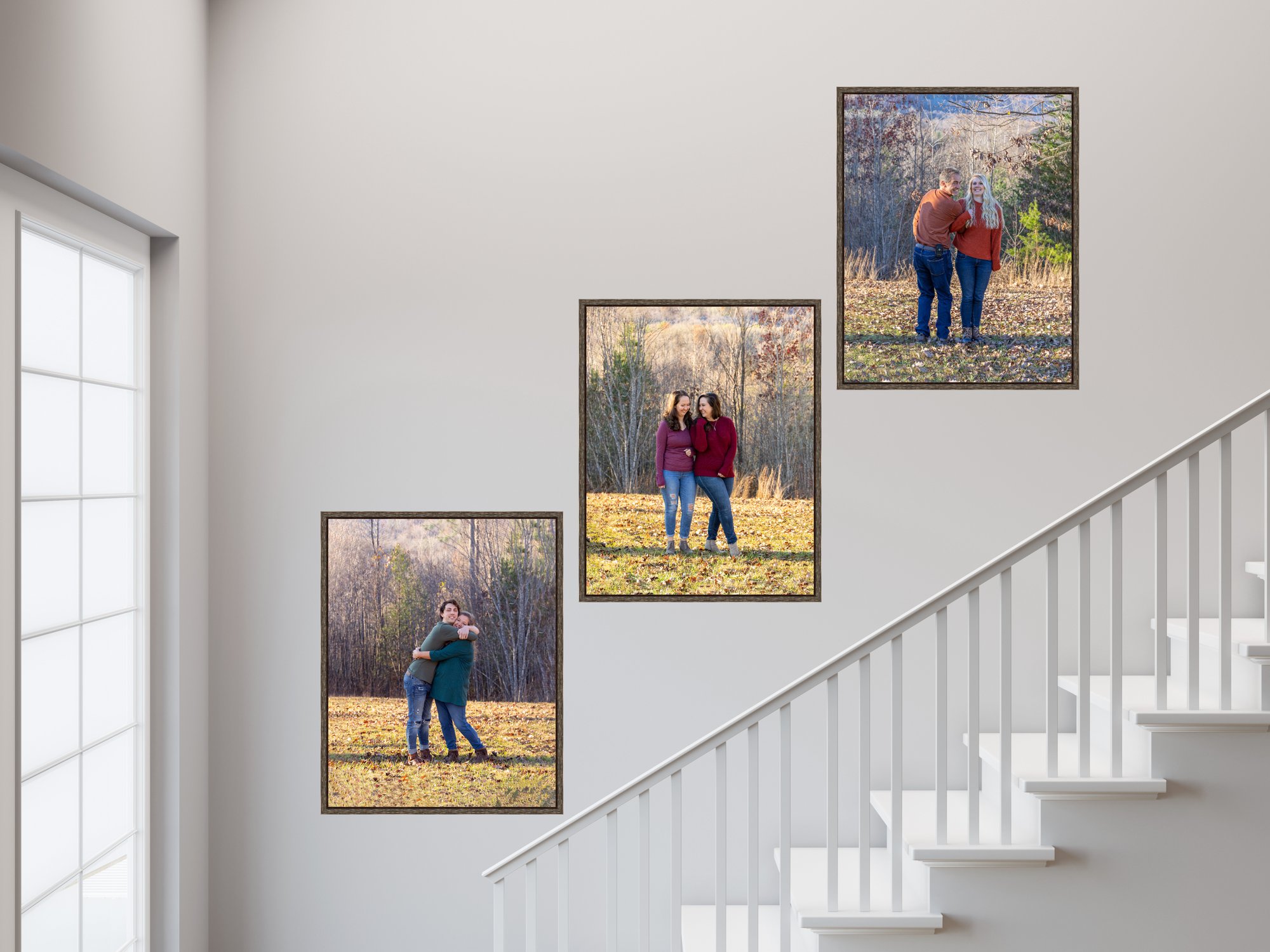 family staircase wall arrangement