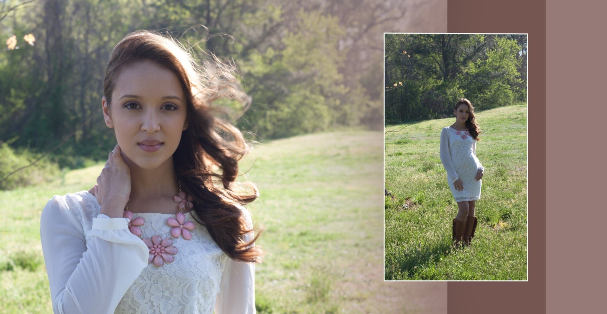 teen girl in a field collage