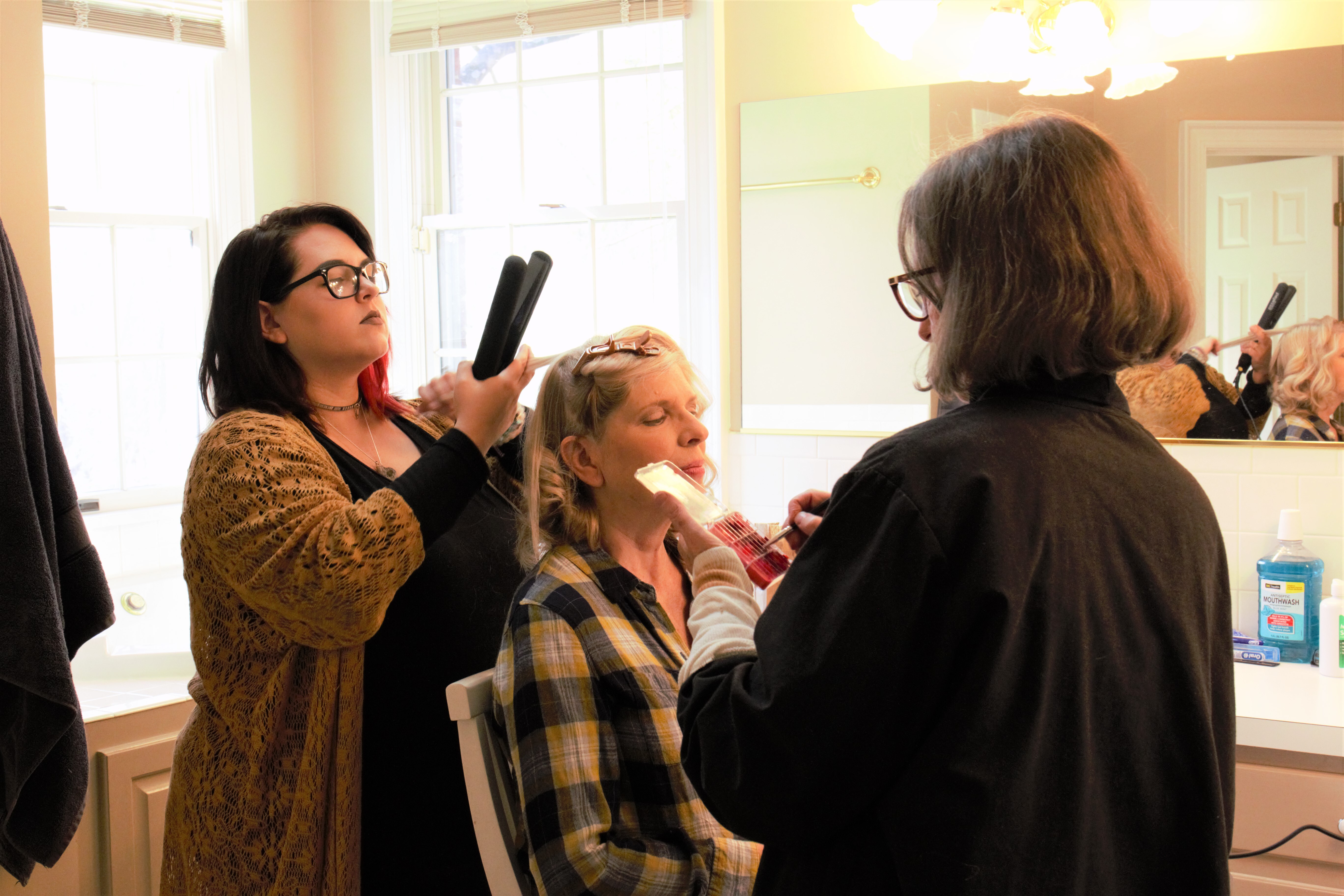 hairstyling and makeup application