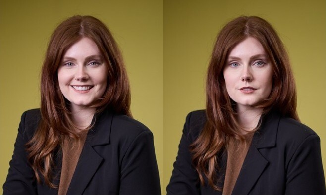 Maddy serious vs smiling