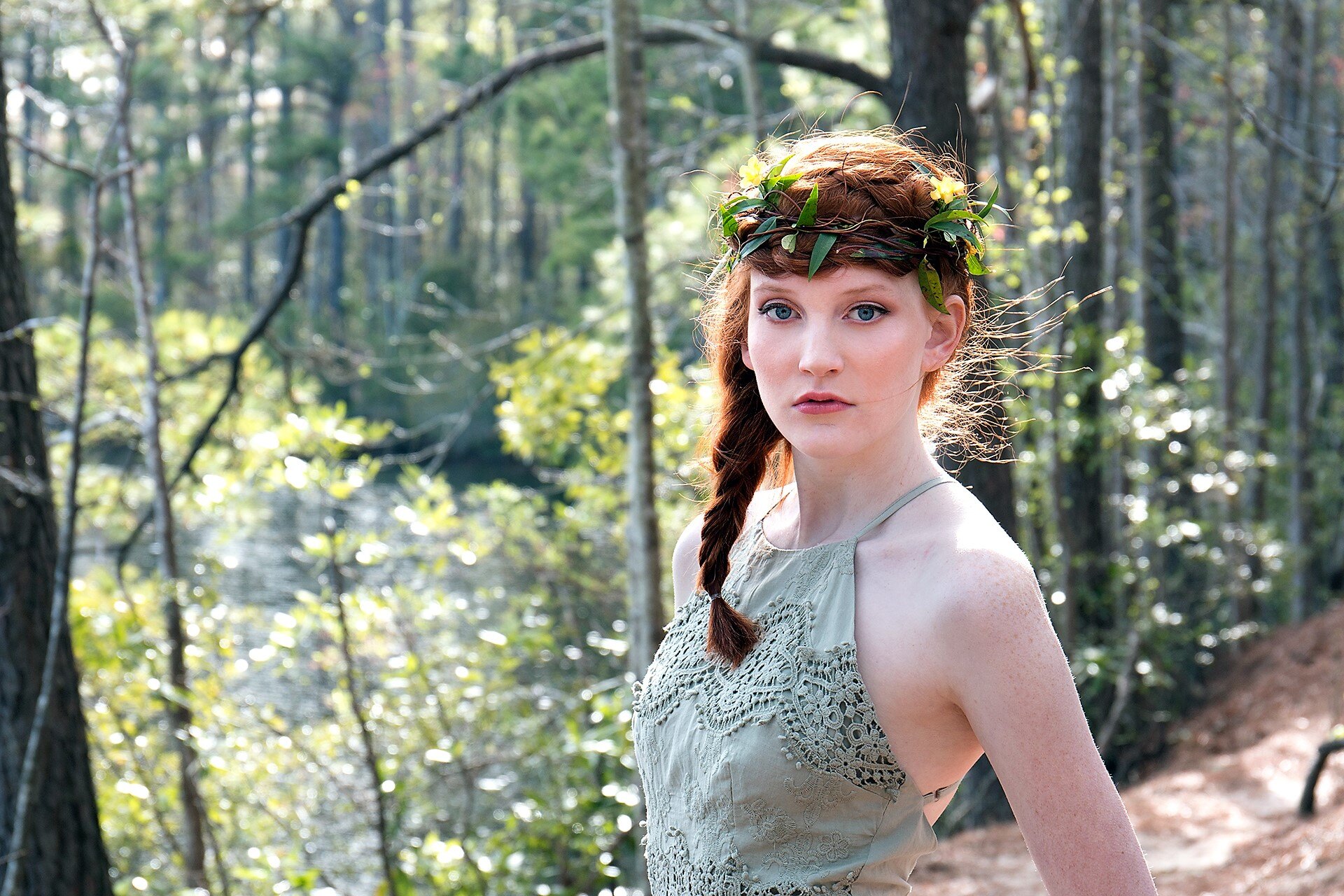 Teen Senior Girl walking in woods